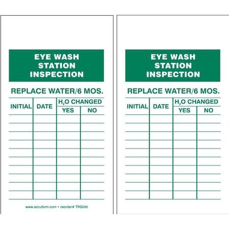 Accuform Inspection Record Tag, Cardstock, PK25 TRS245CTP